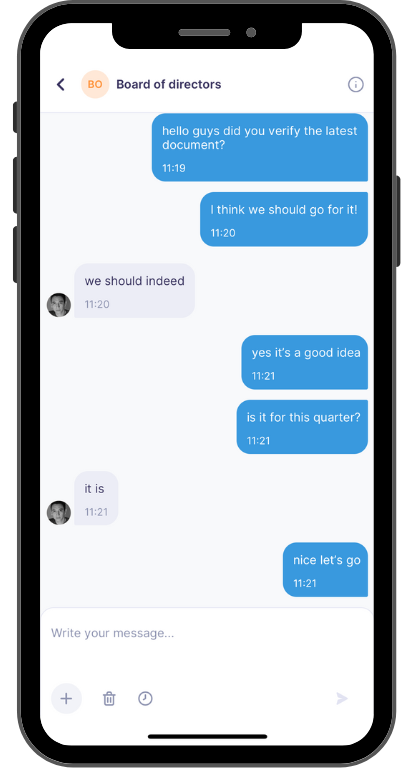 Board Collaboration - Private chat and messaging mobile application
